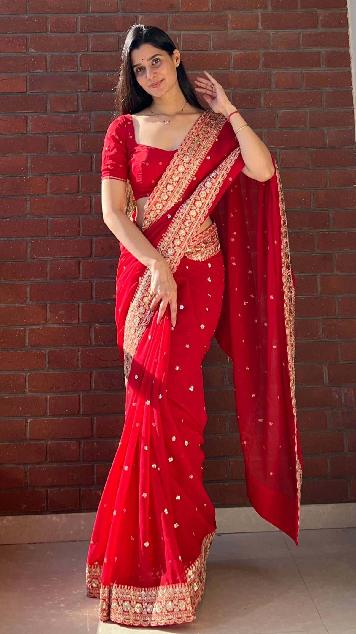 KS001 | Georgette sequence embroidery work saree ♥️✨