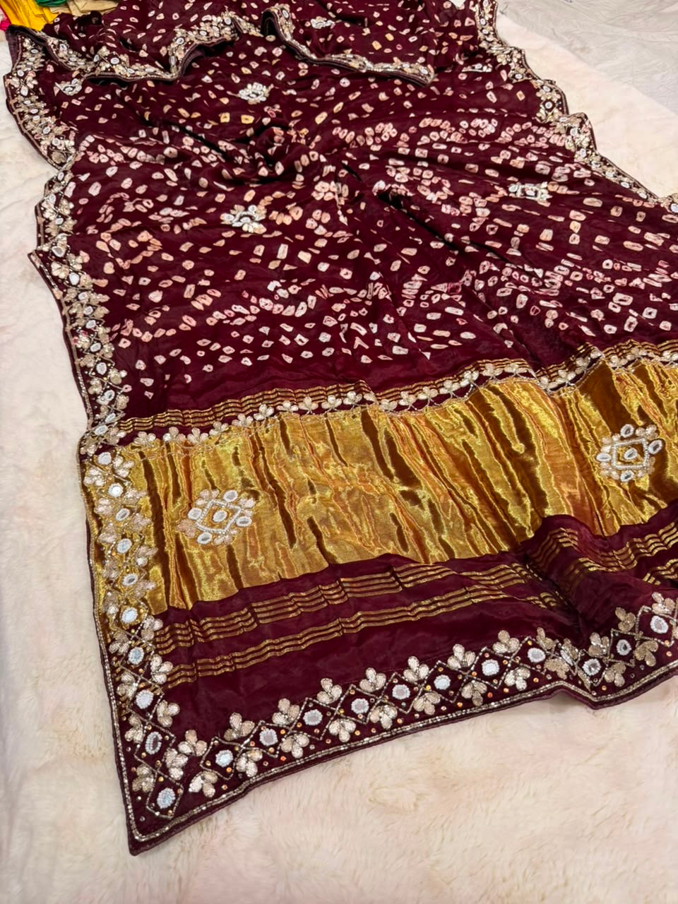 Heritage Pure Gajji Silk Bandhej Saree