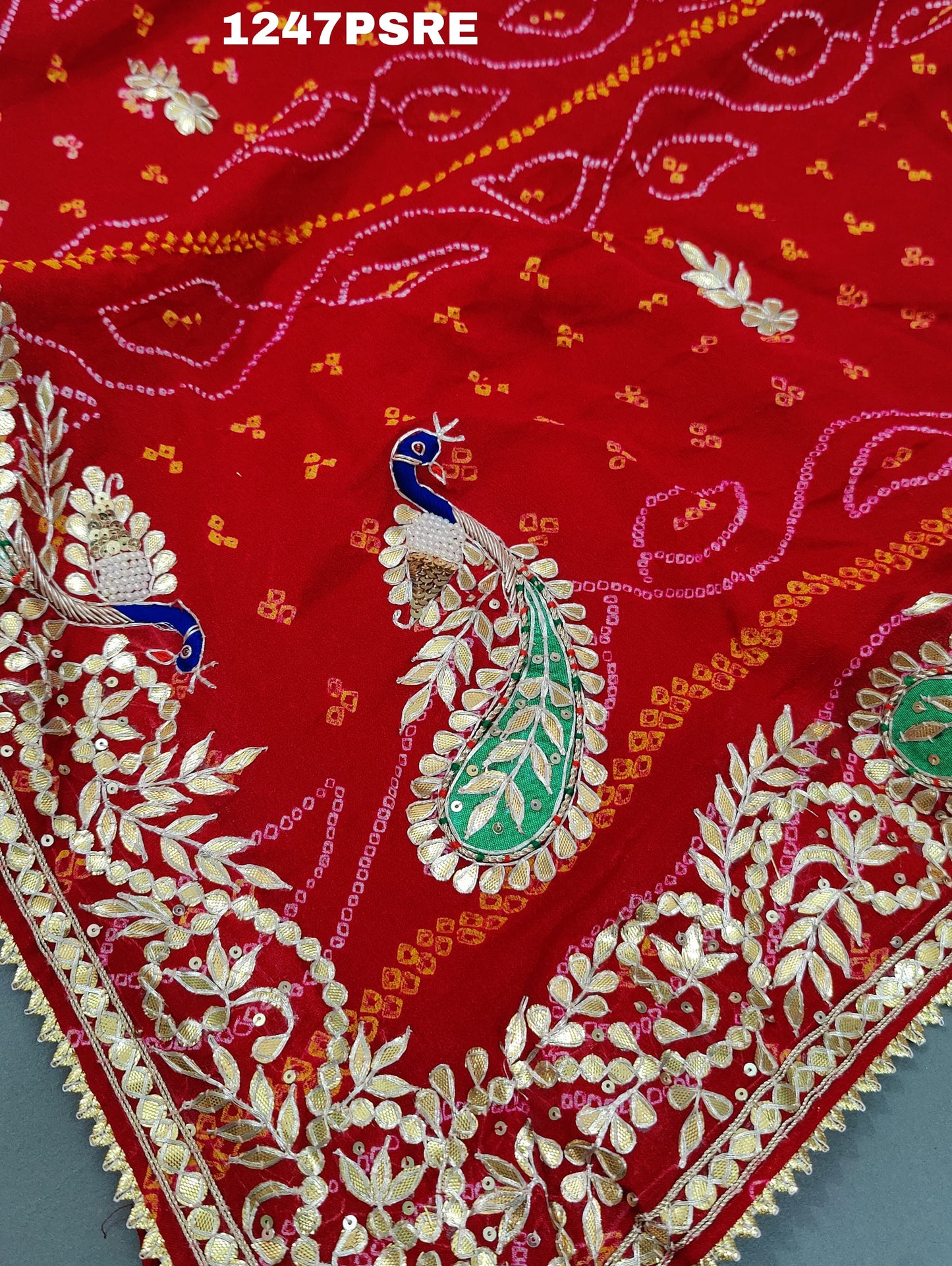 KcPc New Pure Ojariya Heavy Gota patti Handwork Bandhani Saree,MAD