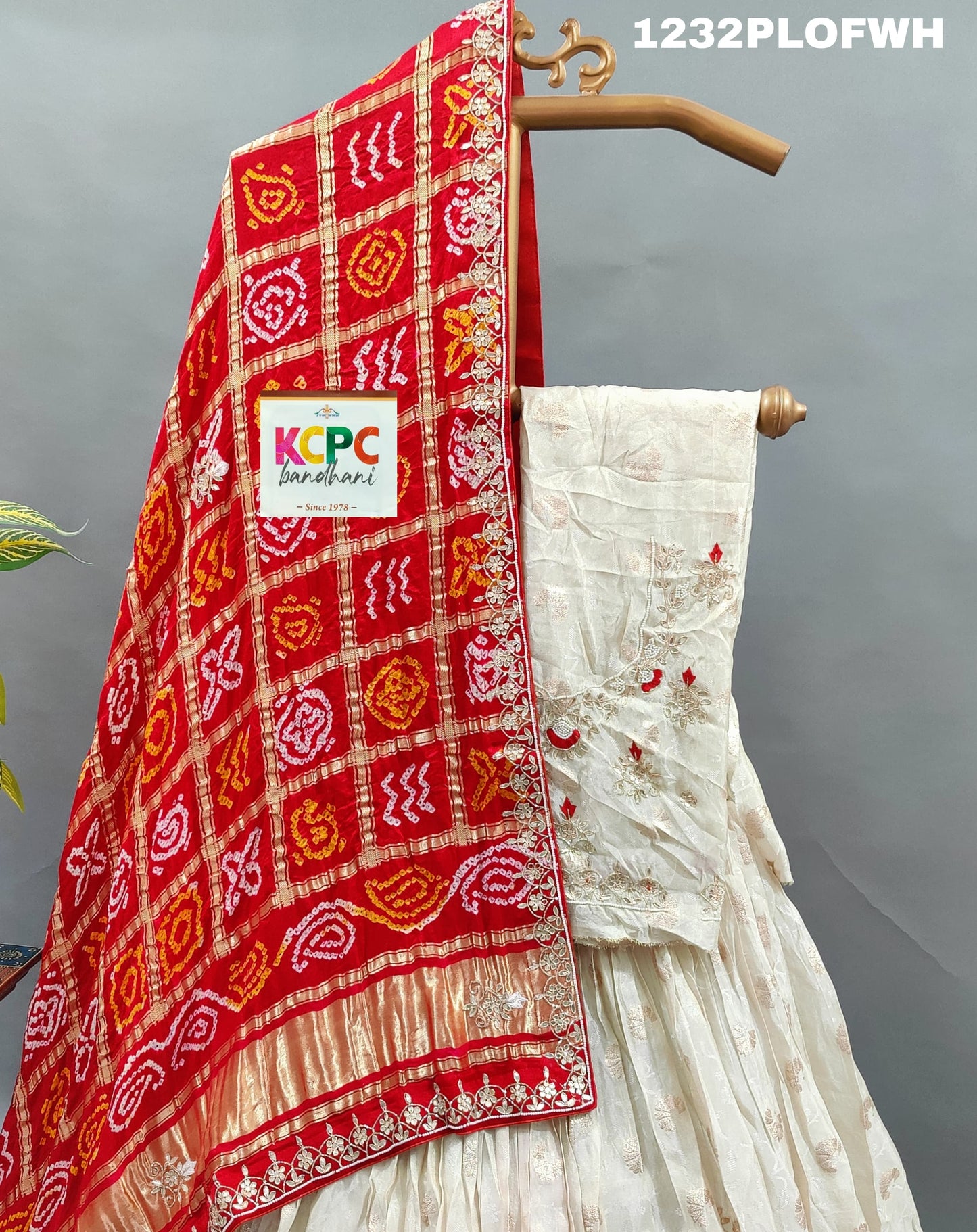 KcPc Pure Chinon Silk with Gaji silk Dupatta Cutdana Gotapatti Lehenga set,MAD