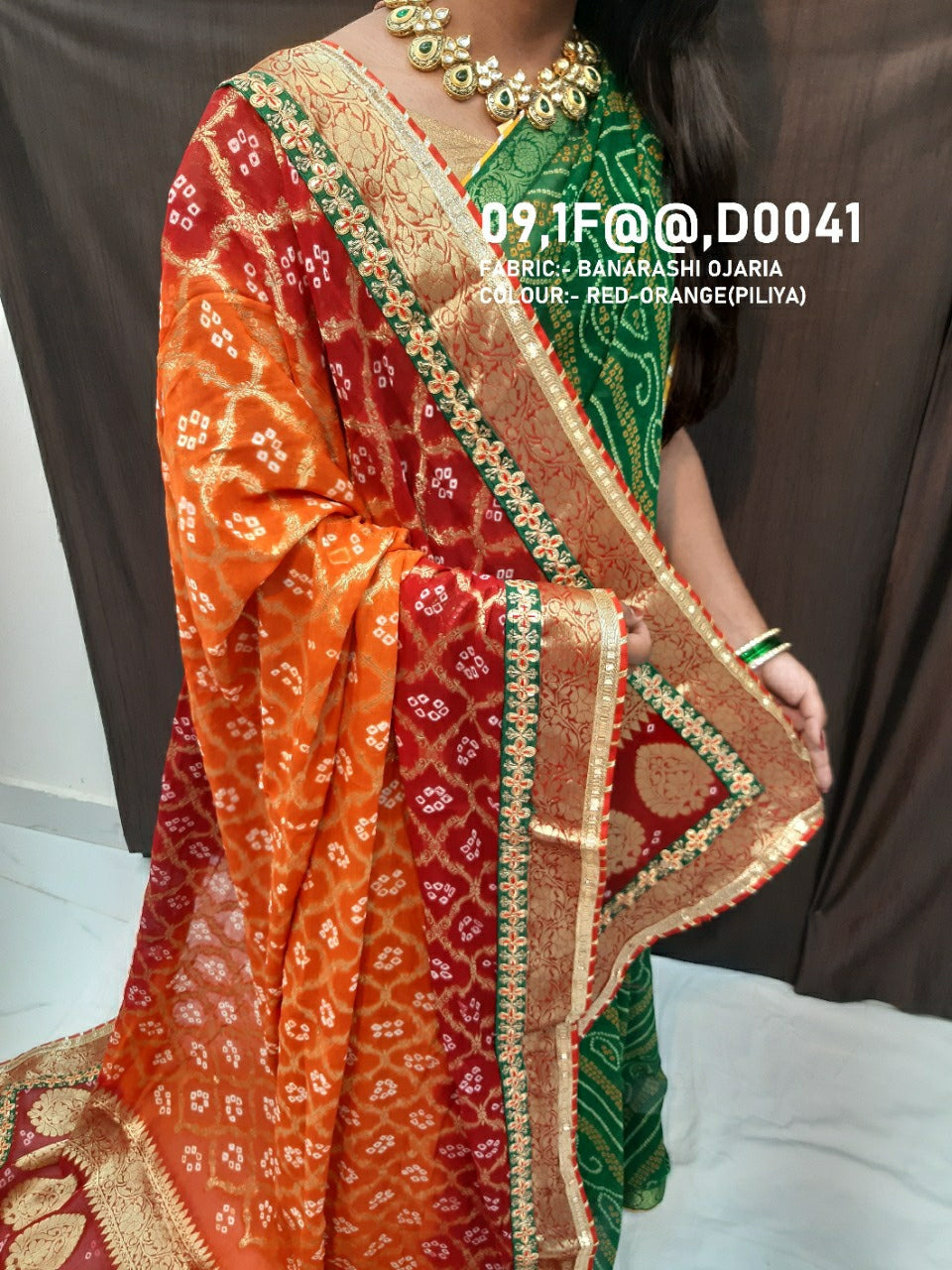 Pure ojariya Banarasi ghatchola bandhani dupatta, OR, KC