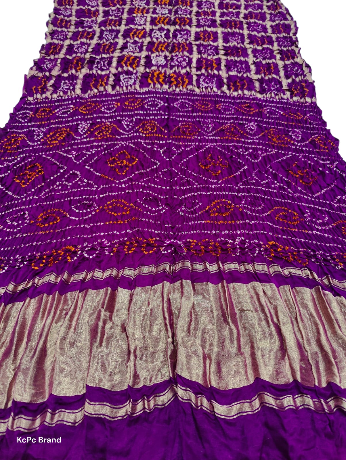 Pure Gaji Silk Bandhani Ghatchola Saree With Blouse