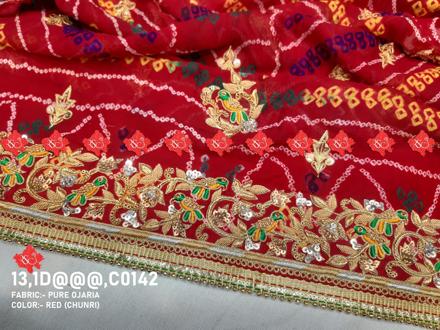 Pure Ojariya Handwork Zardoji Kolkata Special Marwari Chunri Odhna