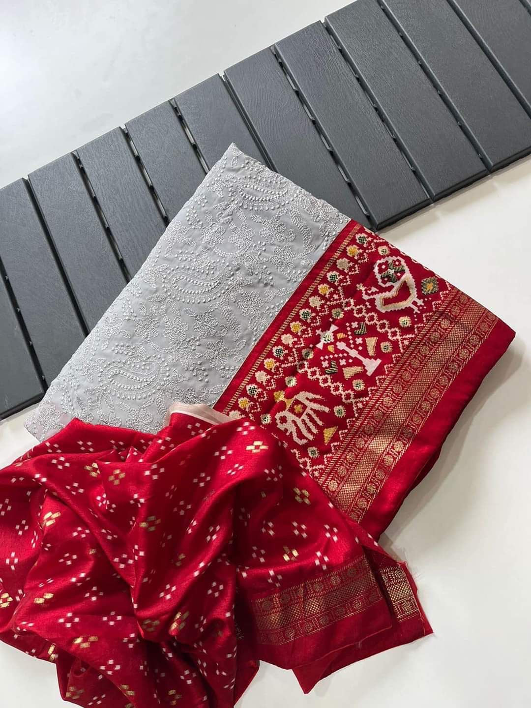 Georgette chikankari lucknowi embroidered saree