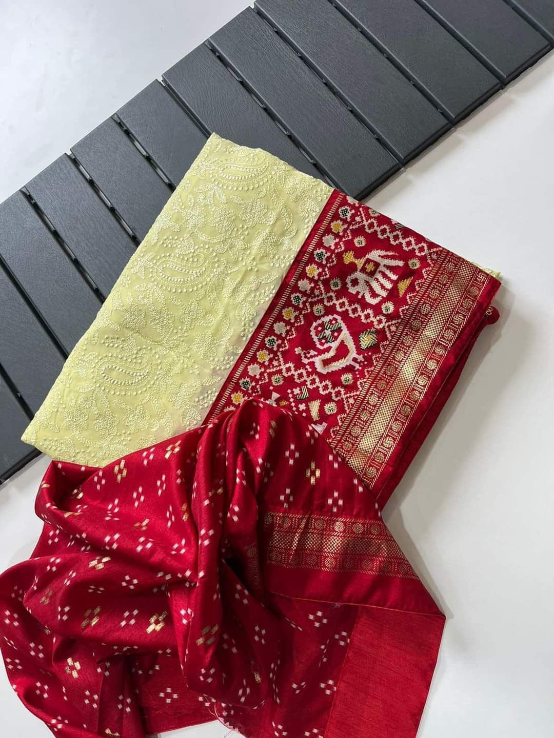 Georgette chikankari lucknowi embroidered saree