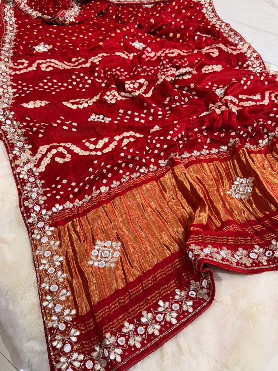 Heritage Pure Gajji Silk Bandhej Saree