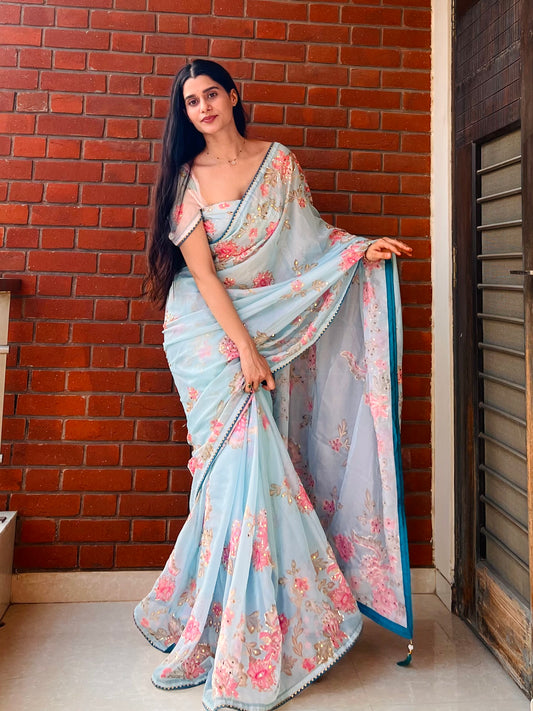 KS222| Organza Silk Saree 🦋