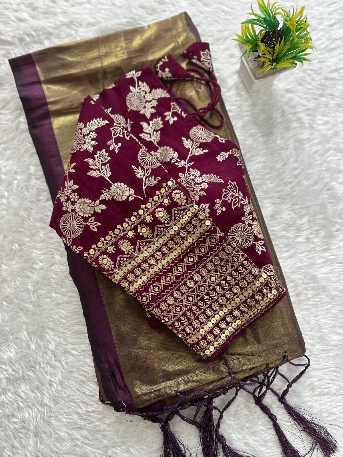 Soft organza tissue silk saree