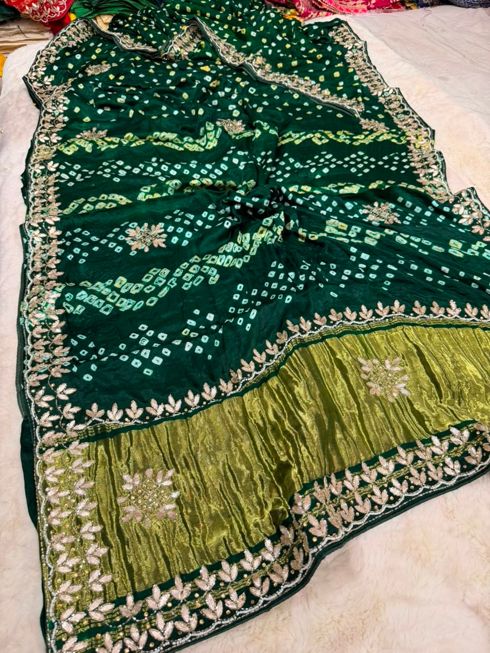 Heritage Pure Gajji Silk Bandhej Saree