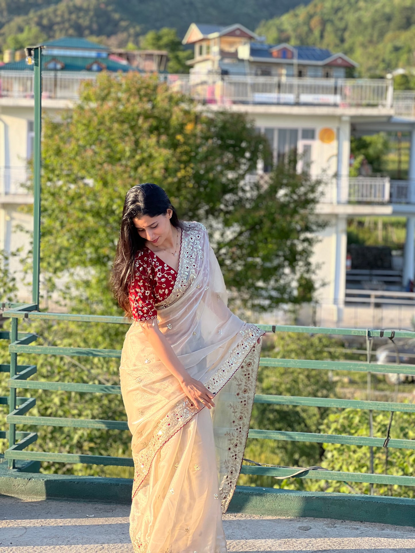 Elegant sequin embroidery saree