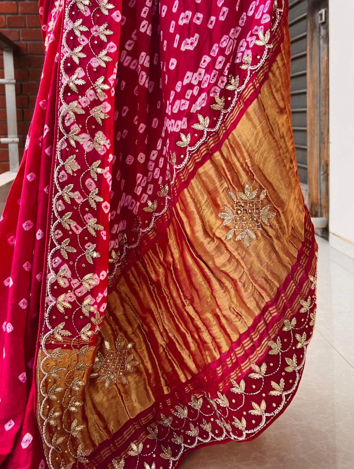 Heritage Pure Gajji Silk Bandhej Saree