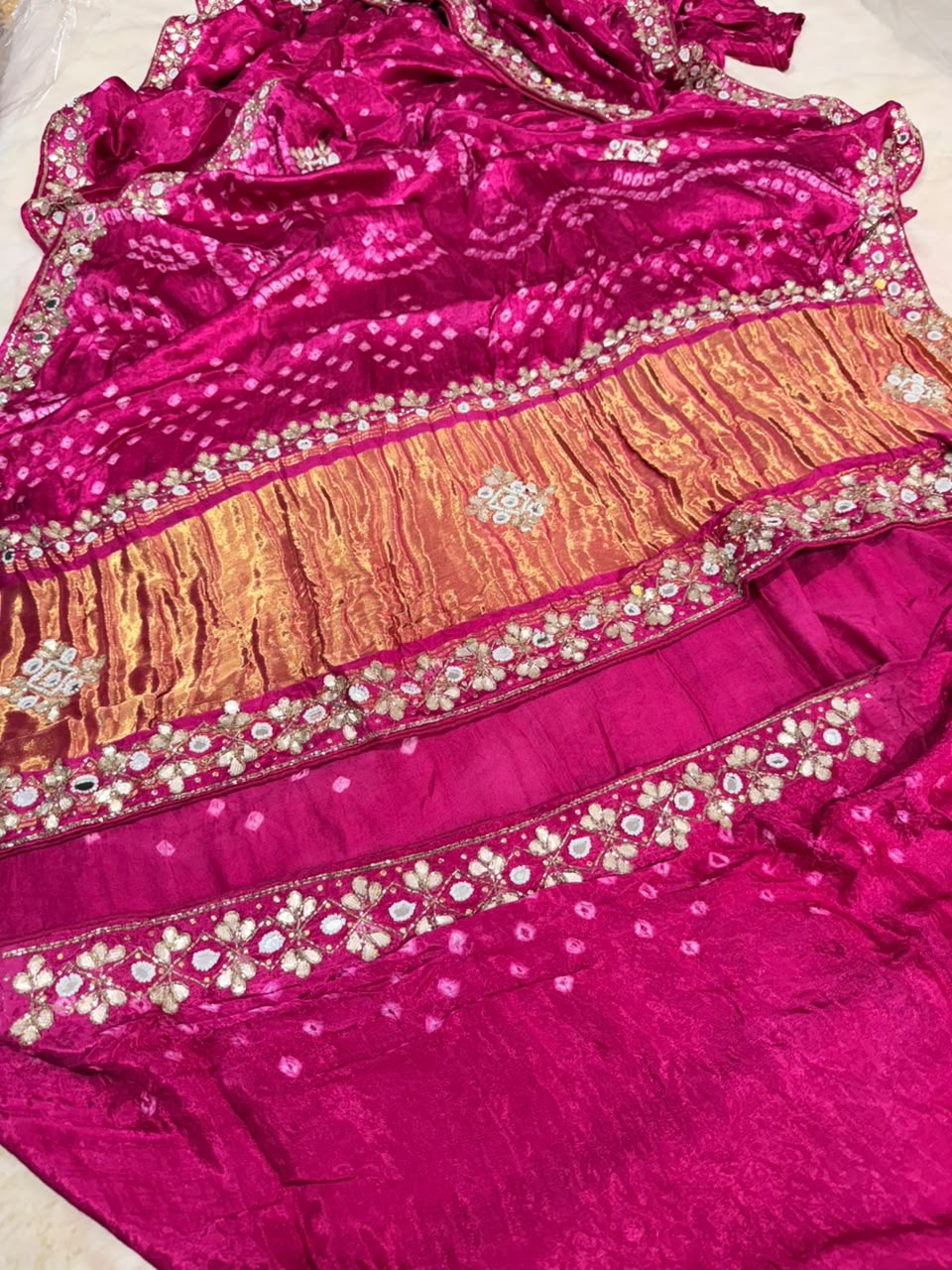 Heritage Pure Gajji Silk Bandhej Saree