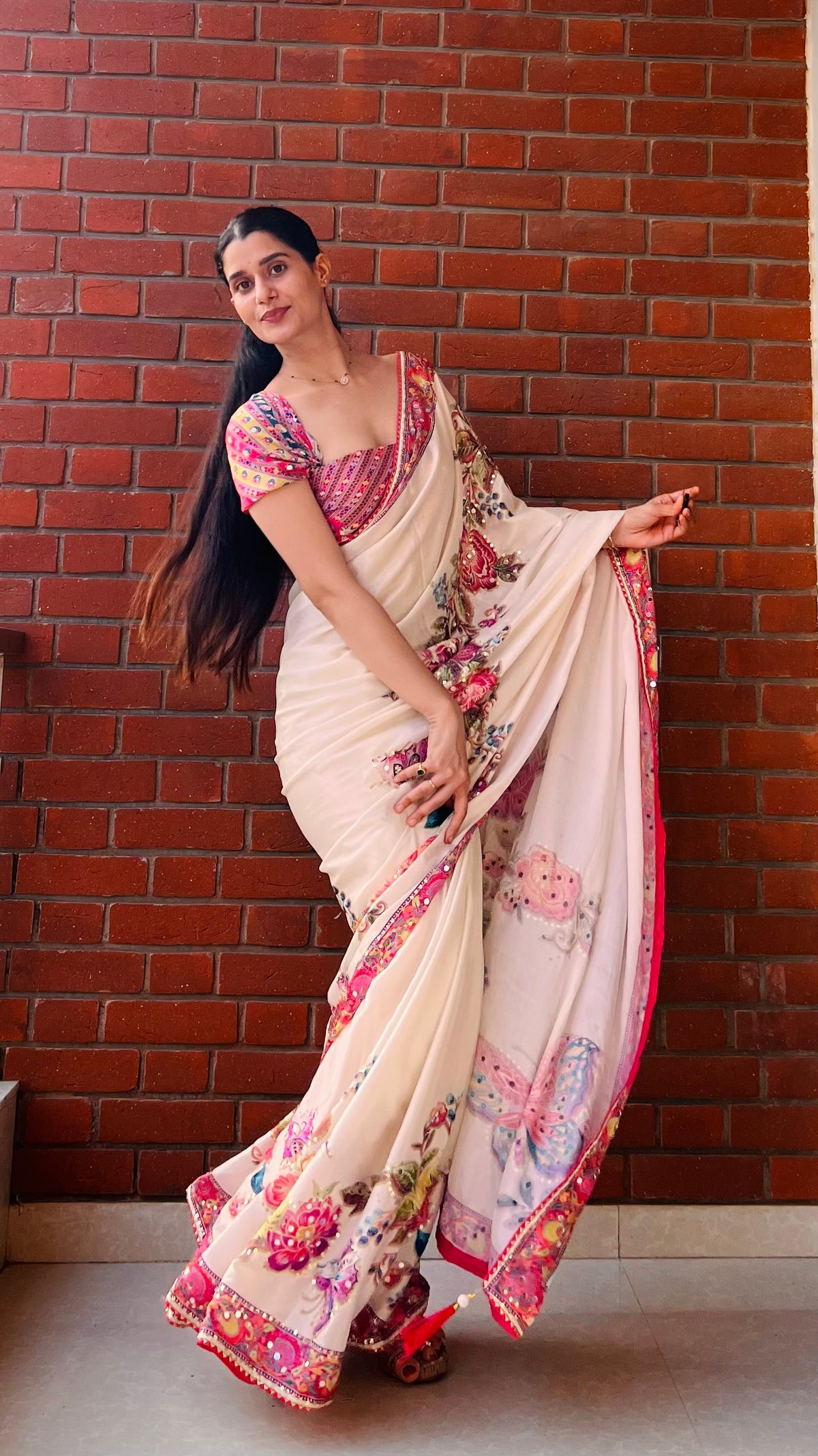KS004|Mira Butterfly Print Saree🦋