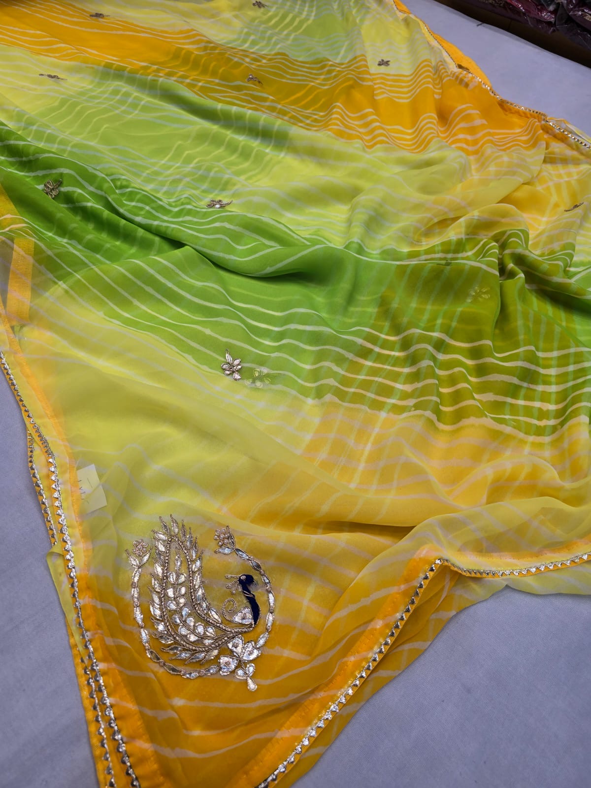 Chiffon leheriya gotapatti saree