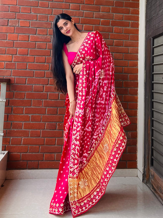 KS235|Heritage Pure Gajji Silk Bandhej Saree