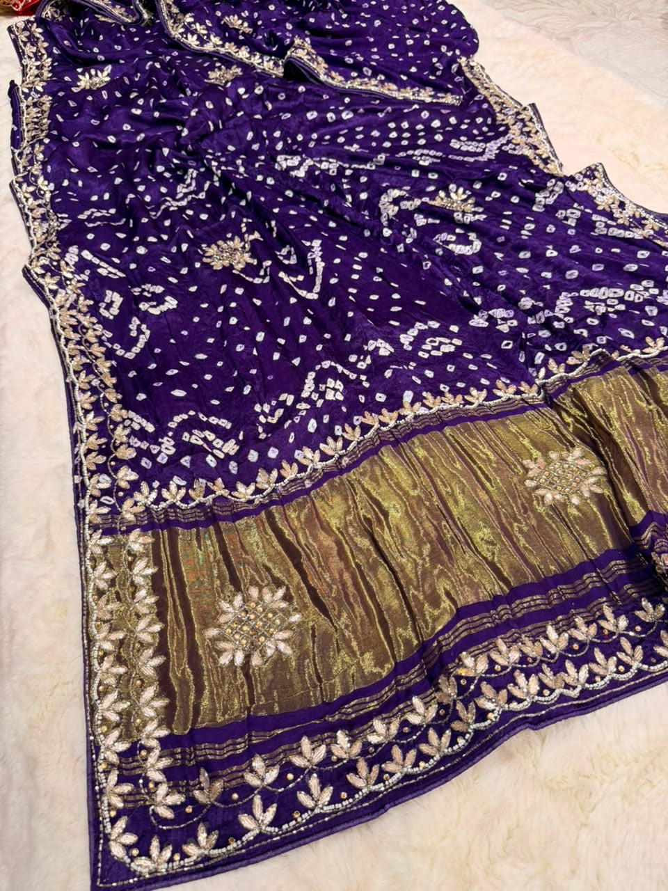 Heritage Pure Gajji Silk Bandhej Saree