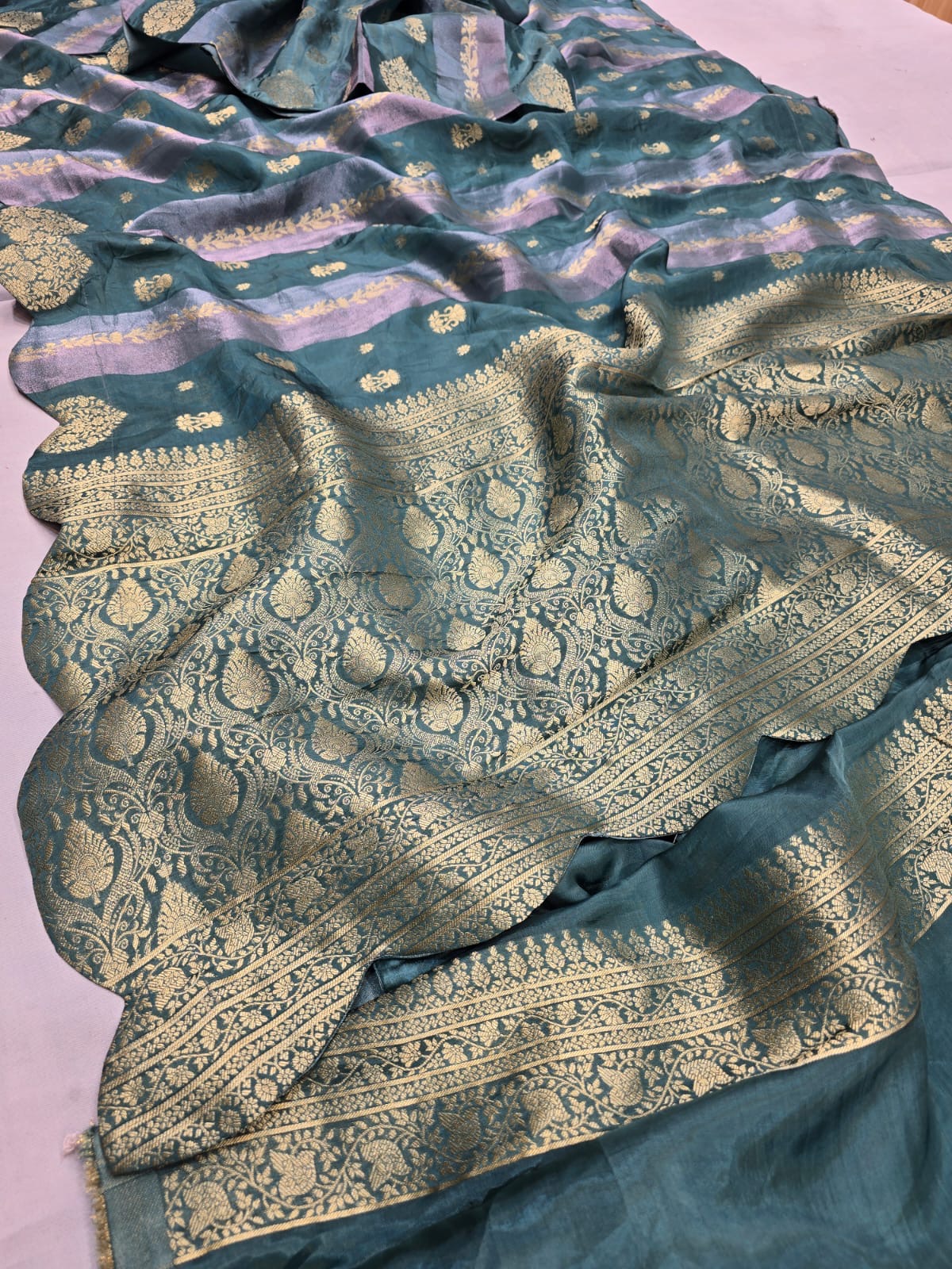 Pure crepe silk tissue zari banarasi weaving