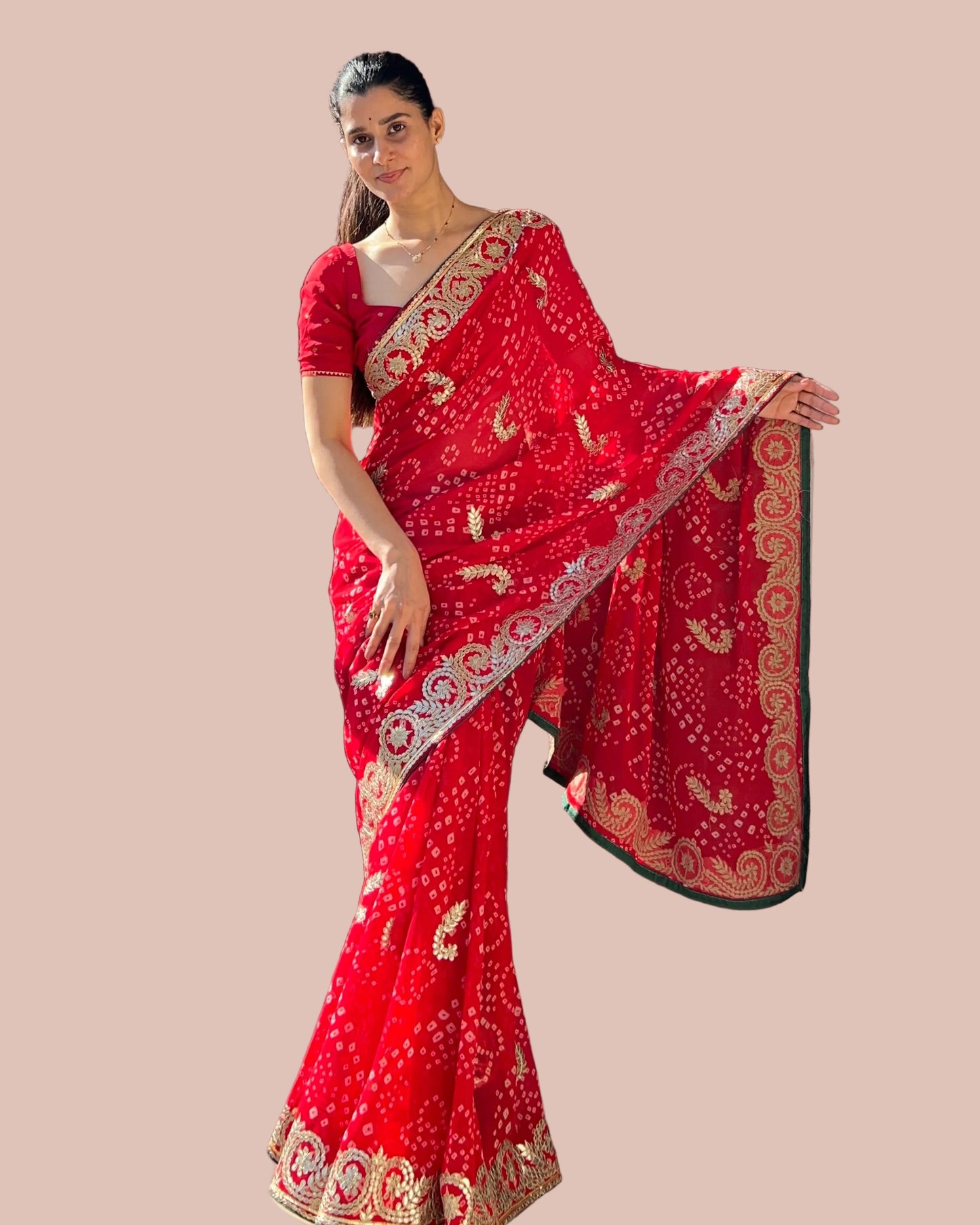 Georgette bandhani gotapatti saree