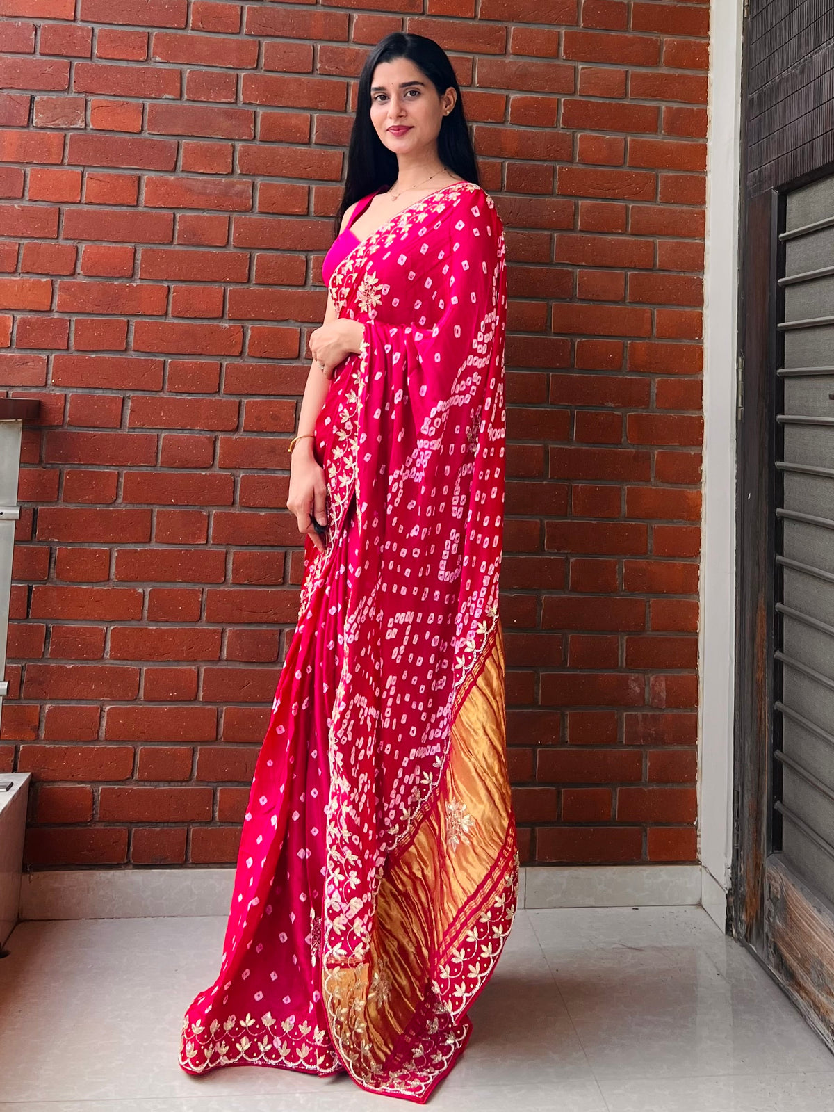 Heritage Pure Gajji Silk Bandhej Saree