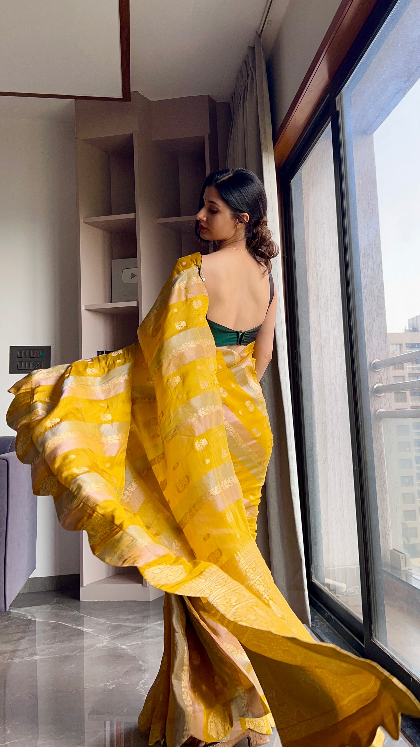 Pure crepe silk tissue zari banarasi weaving