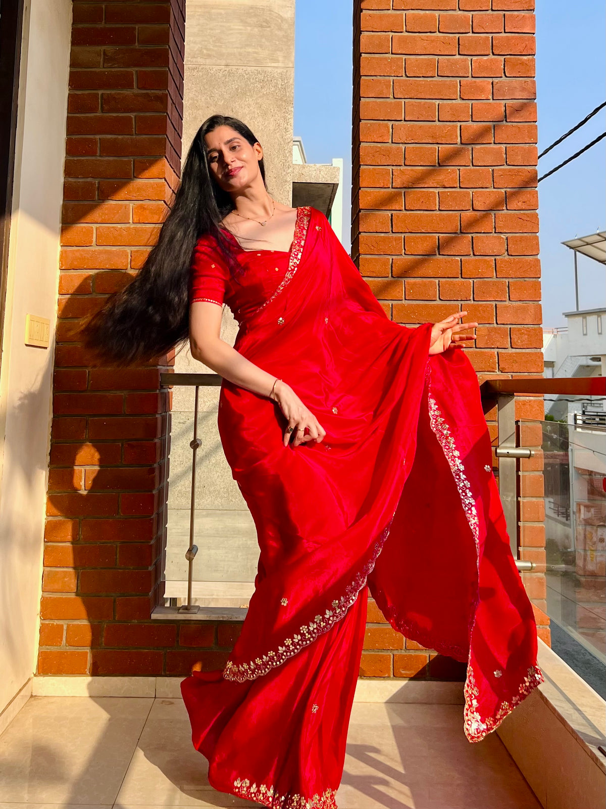 KS098|Royal Red Elegance Pure Silk Saree♥️