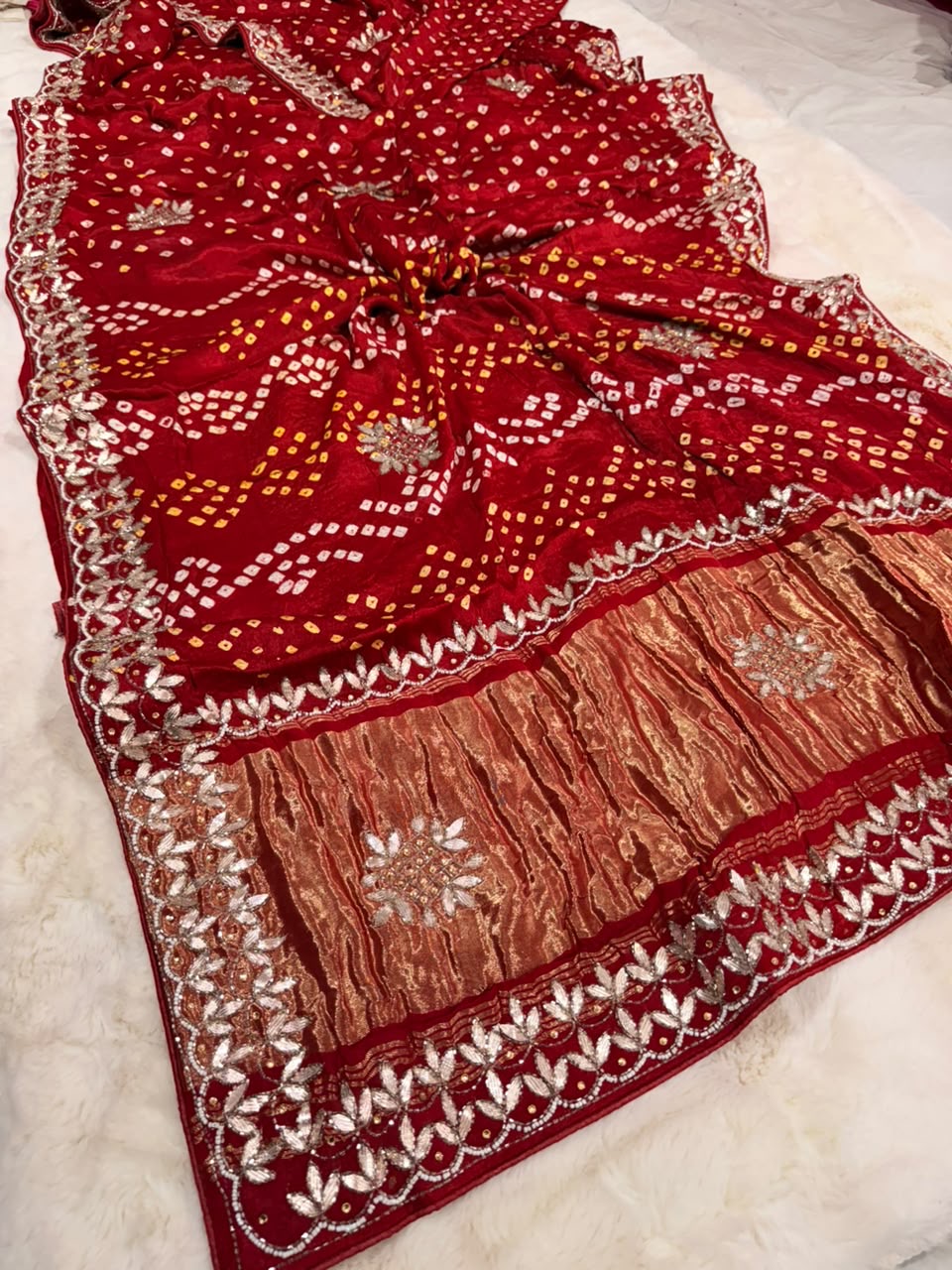 Heritage Pure Gajji Silk Bandhej Saree