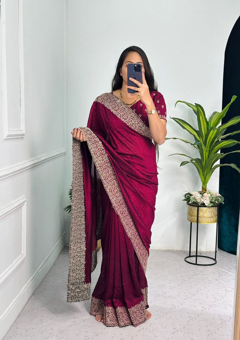 HEAVY BLOOMING VICHITRA SILK SAREE