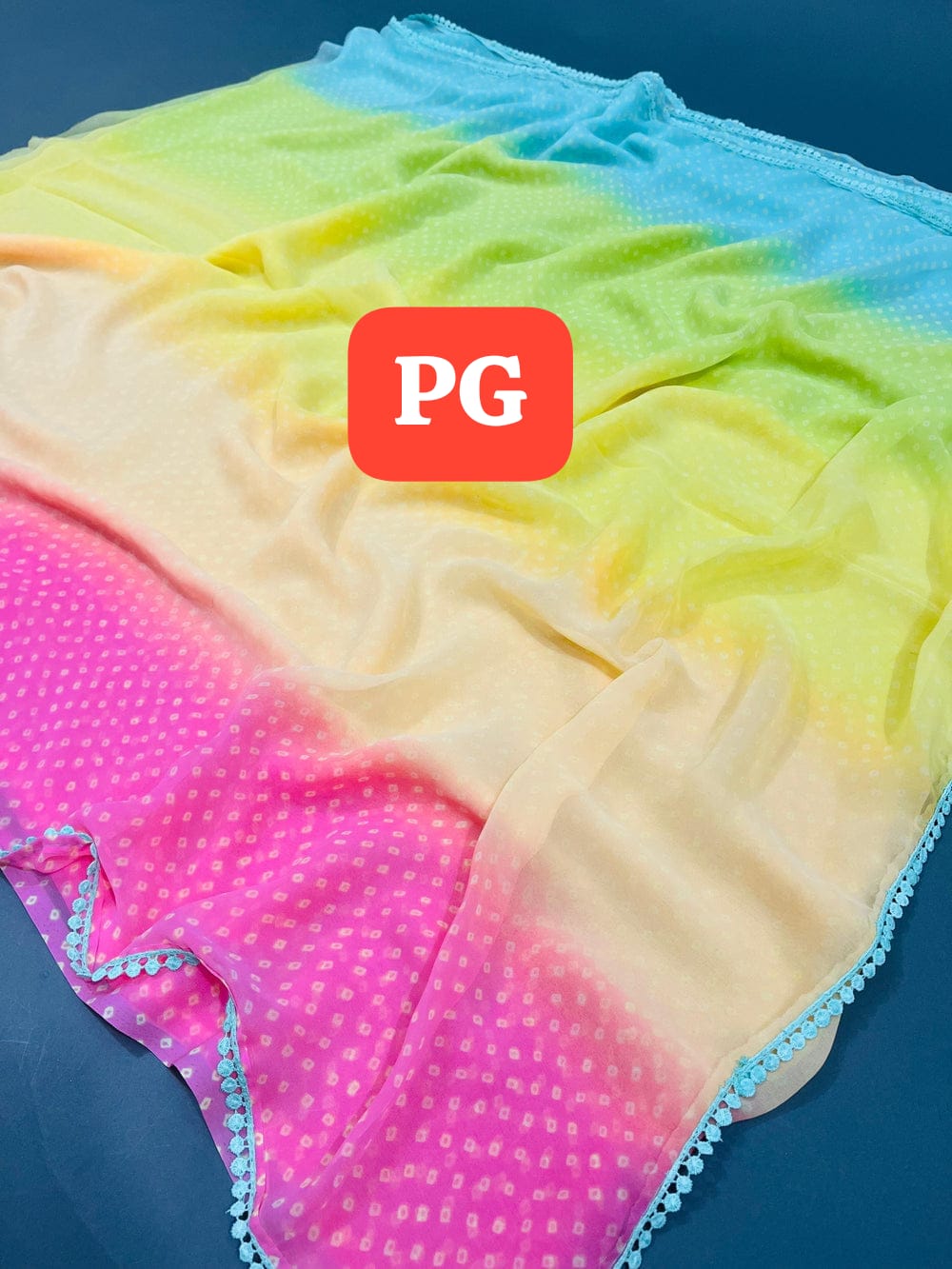 Chiffon style bandhani pattern saree