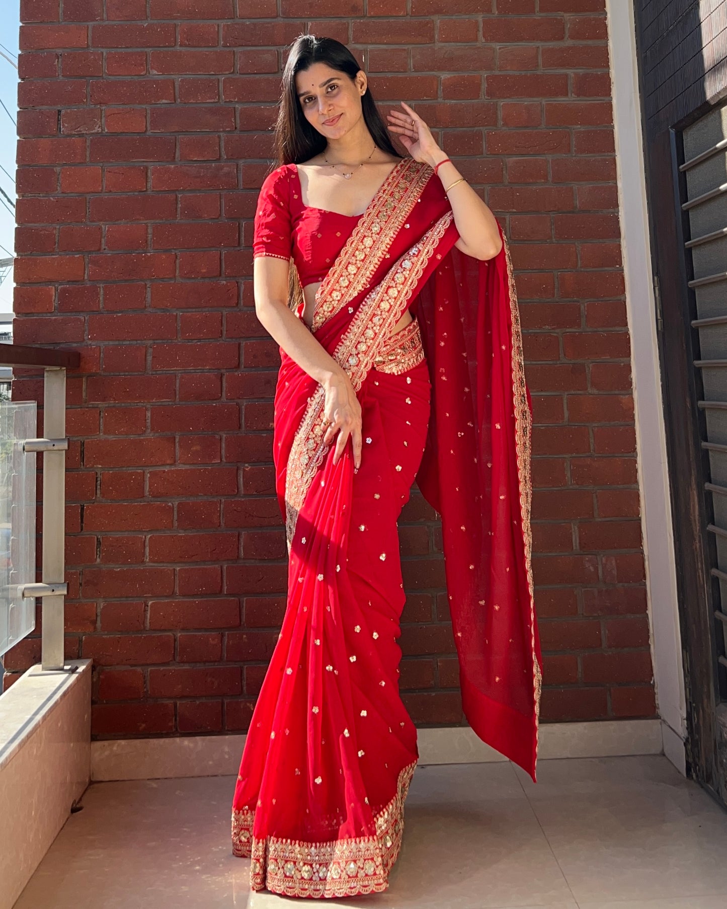 Georgette sequence embroidery work saree ♥️✨