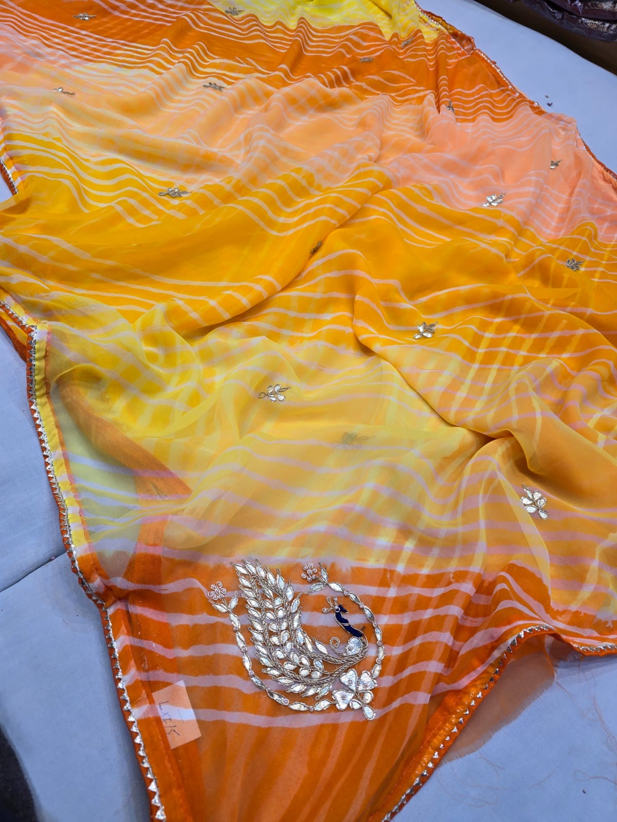 Chiffon leheriya gotapatti saree