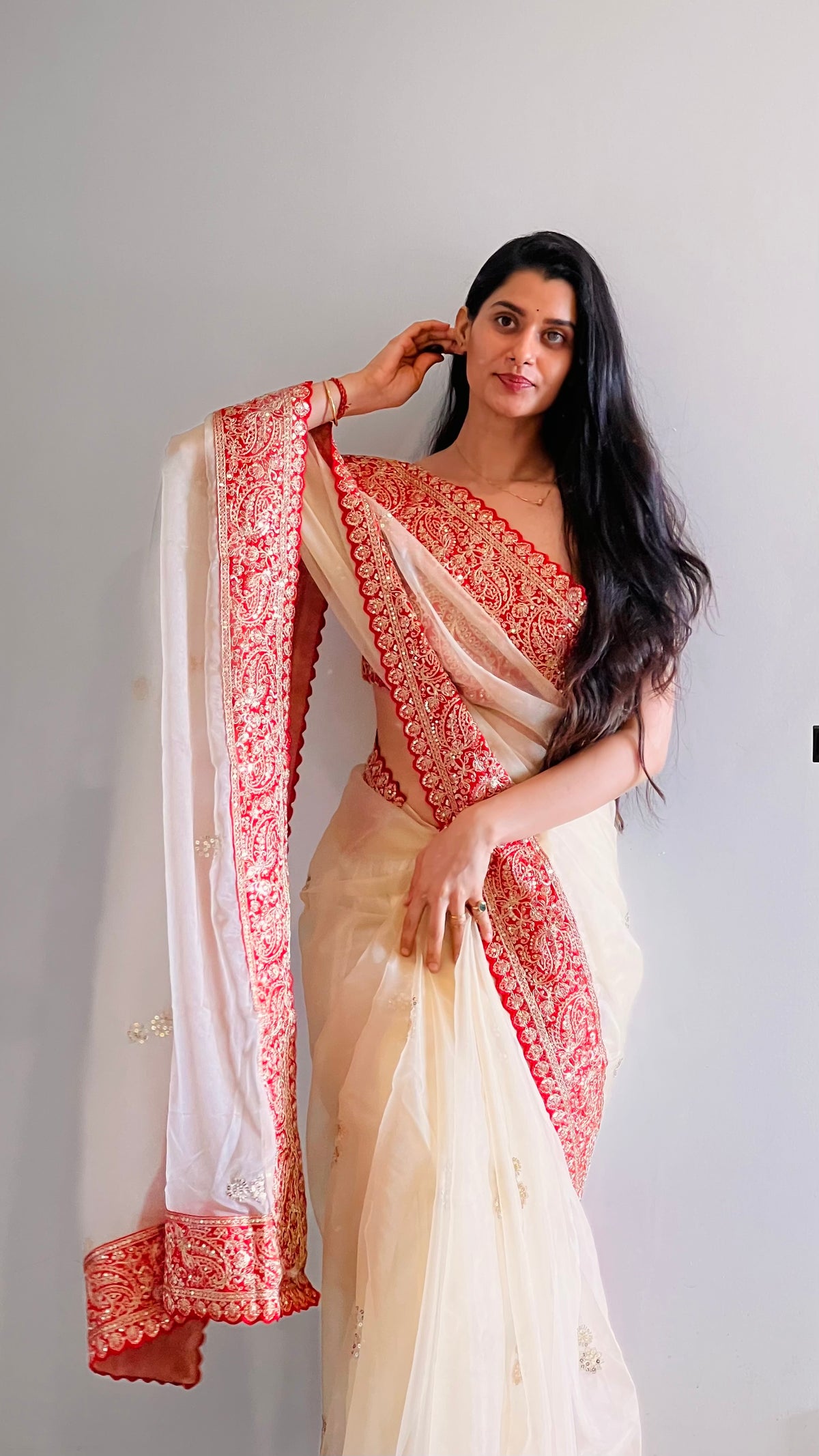 Soft silk sequence work saree