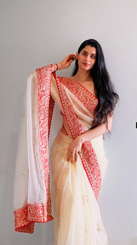 Soft silk sequence work saree