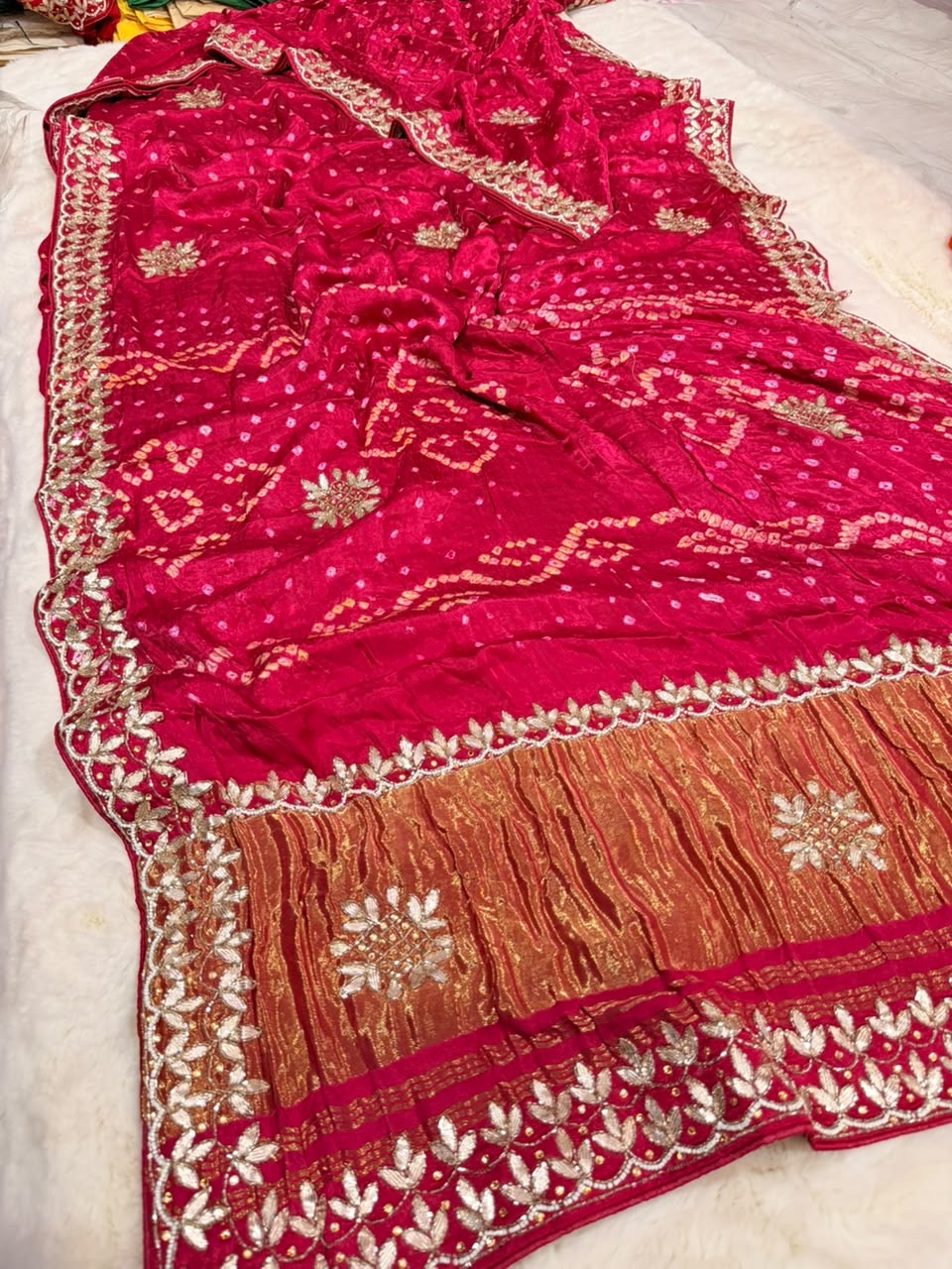 Heritage Pure Gajji Silk Bandhej Saree