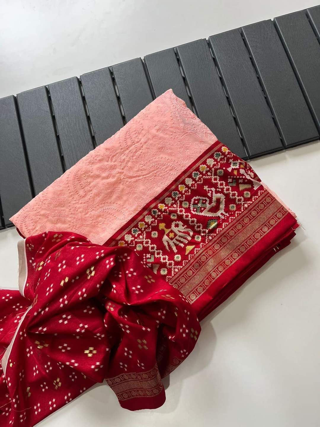 Georgette chikankari lucknowi embroidered saree