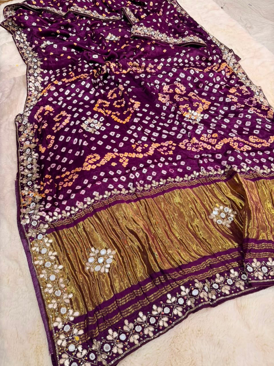 Heritage Pure Gajji Silk Bandhej Saree
