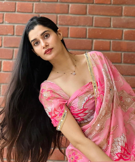 Organza Silk Sequence & Real Mirror Work Saree🌸