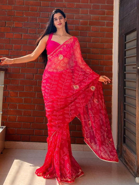 Bandhani Gotapatti Work Saree