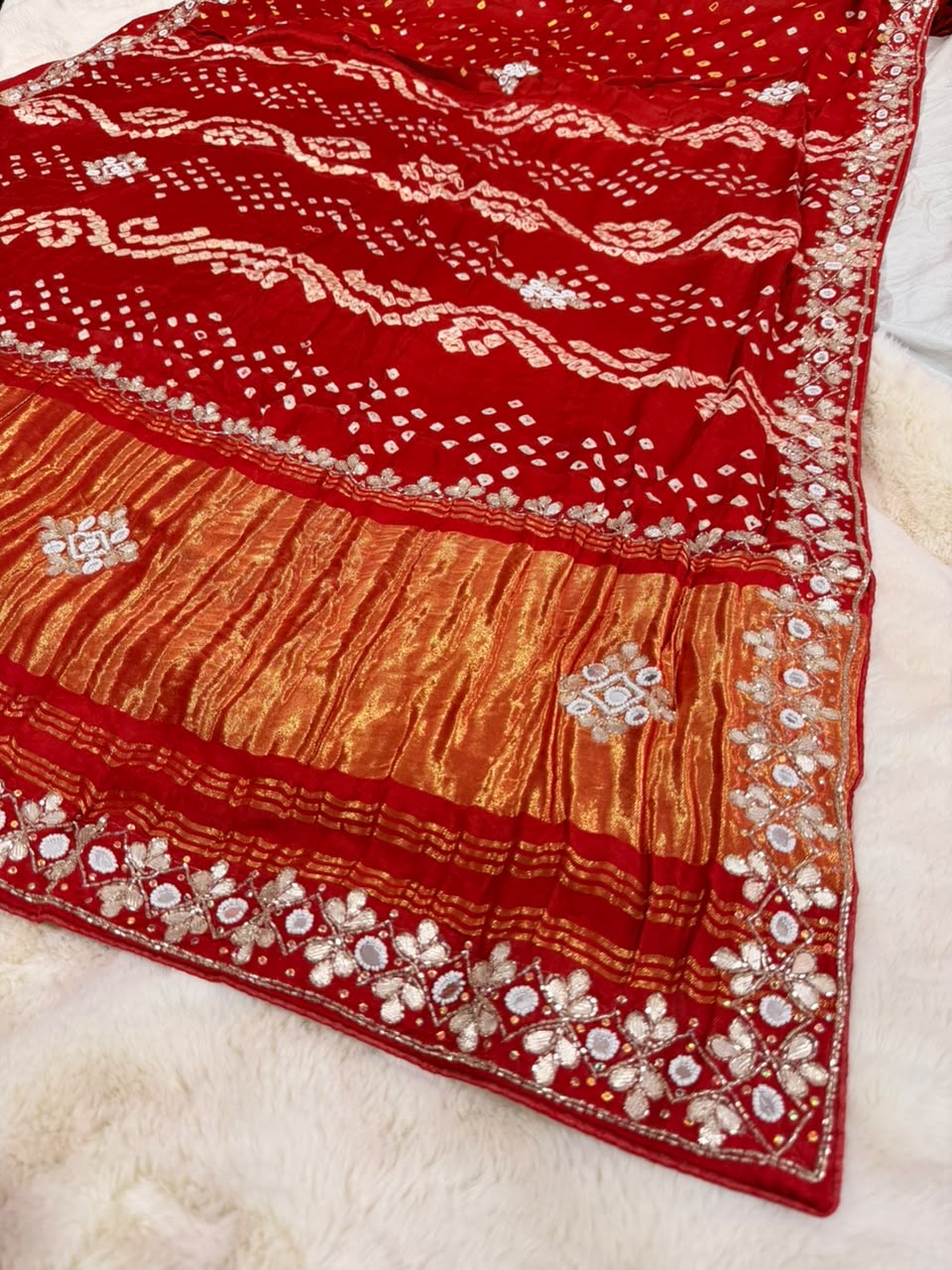 Heritage Pure Gajji Silk Bandhej Saree