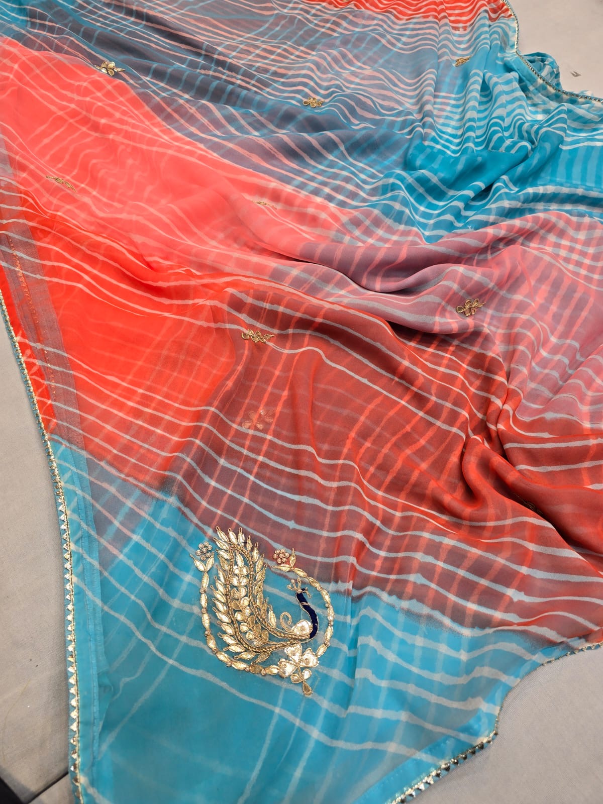 Chiffon leheriya gotapatti saree