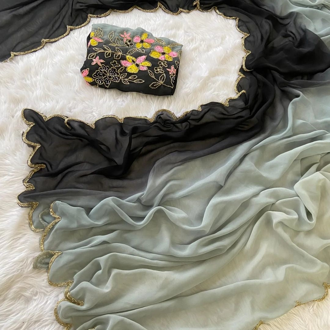 Shaded Soft Georgette Handwork