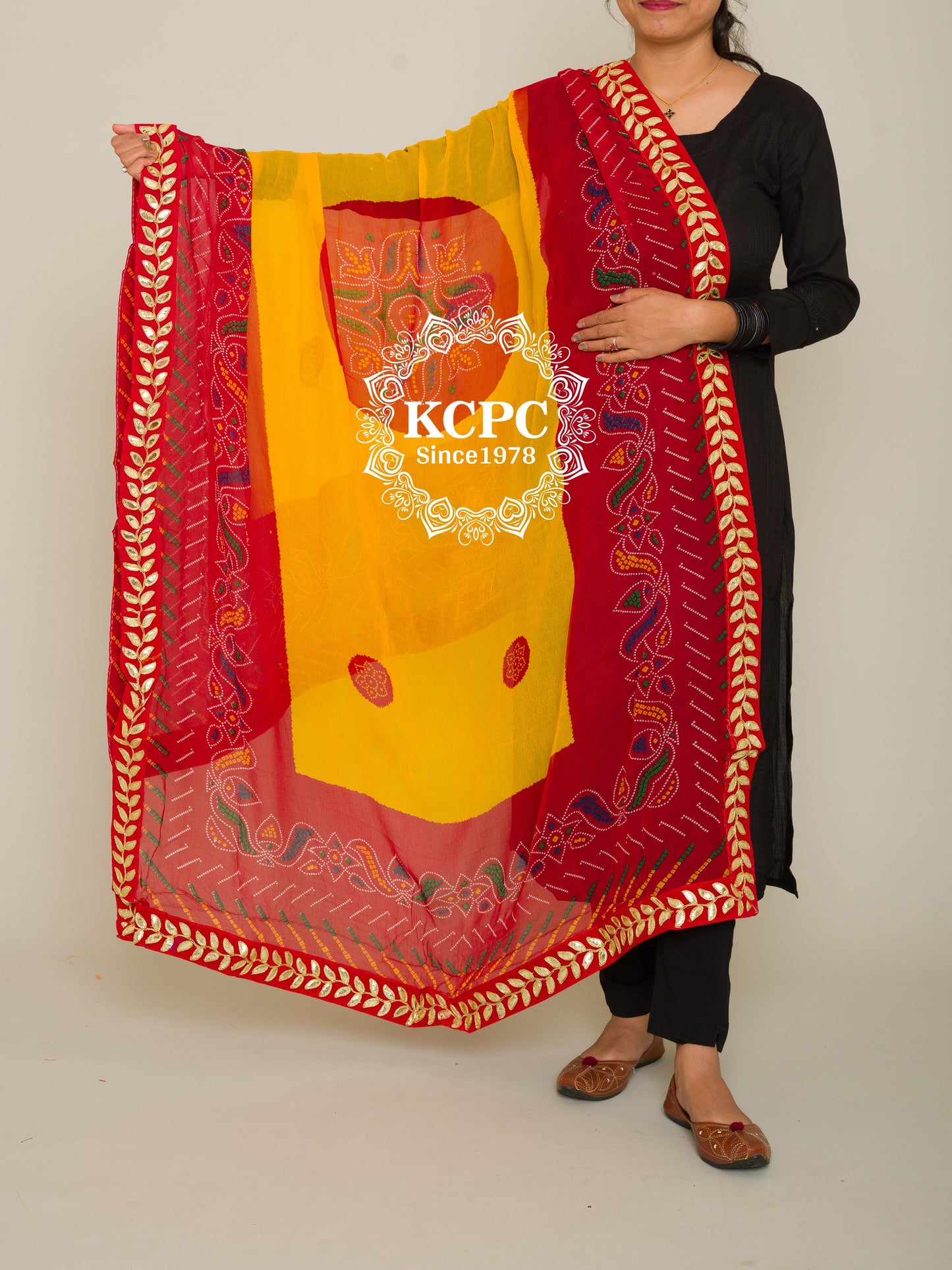 Pure Georgette Rajasthani Chunri Dupattas, OR, KC