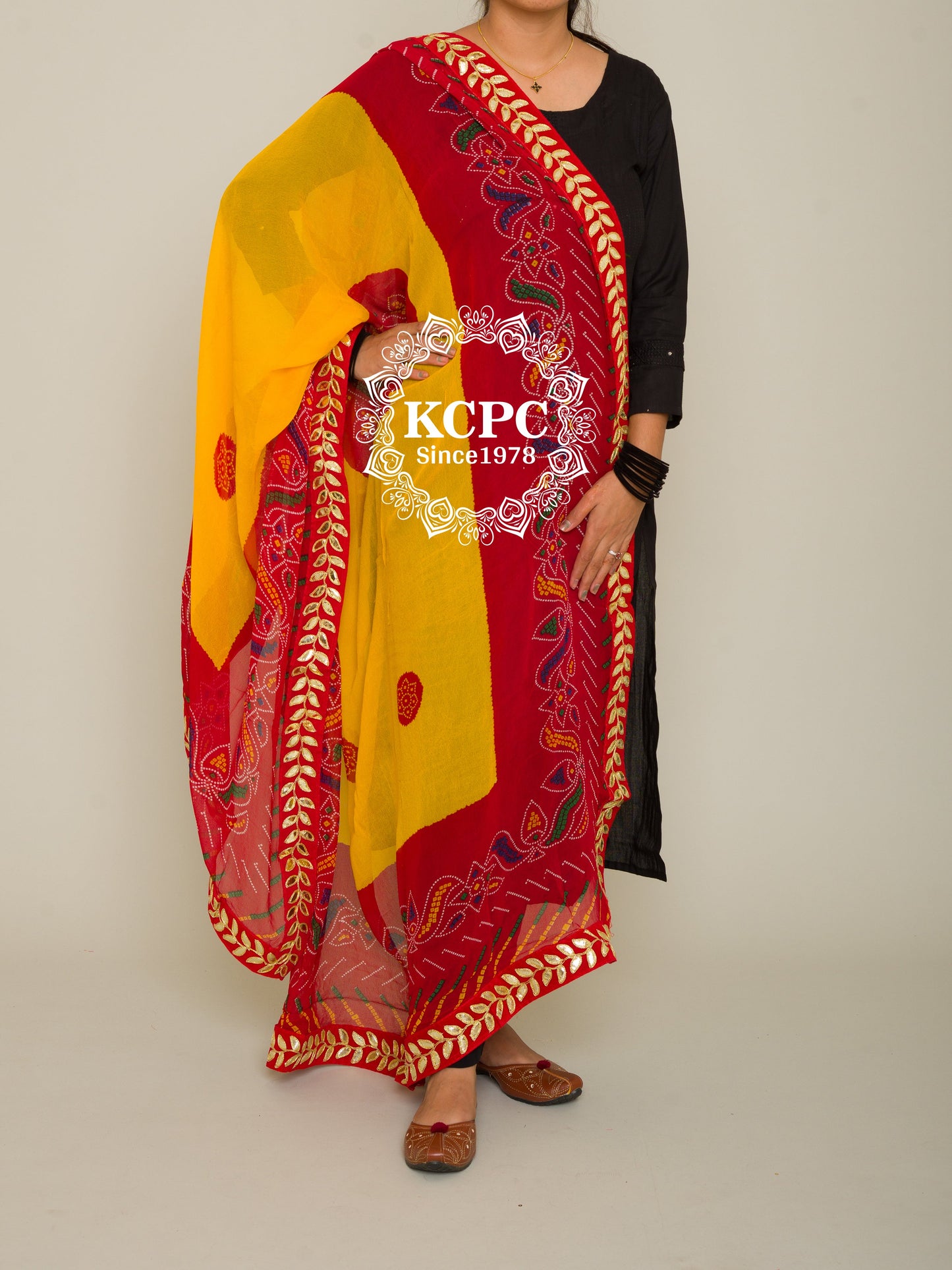 Pure Georgette Rajasthani Chunri Dupattas, OR, KC