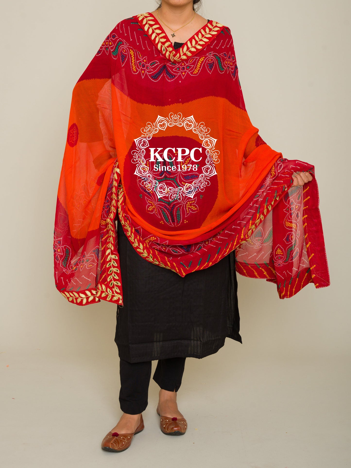 Pure Georgette Rajasthani Chunri Dupattas, OR, KC
