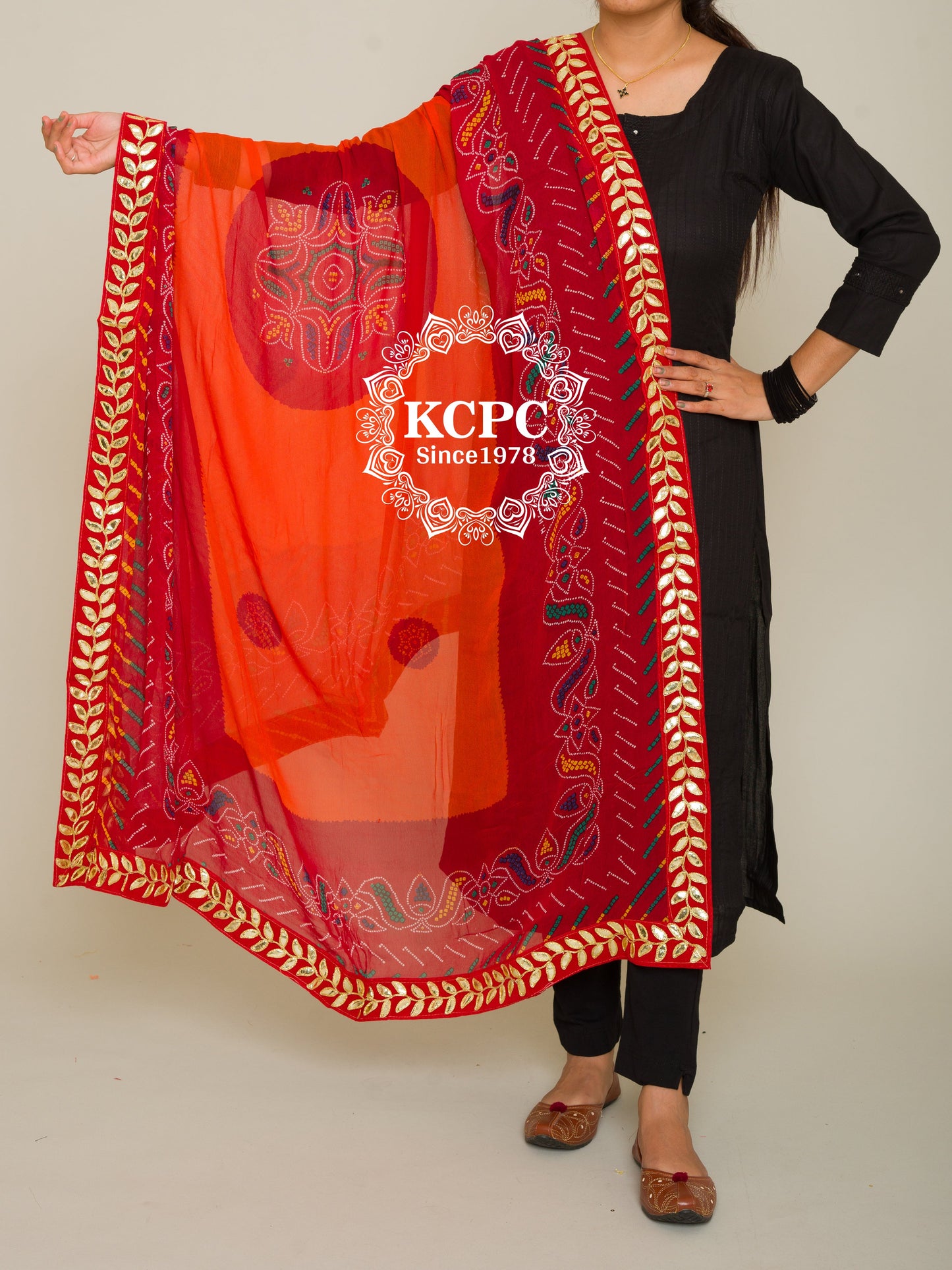Pure Georgette Rajasthani Chunri Dupattas, OR, KC
