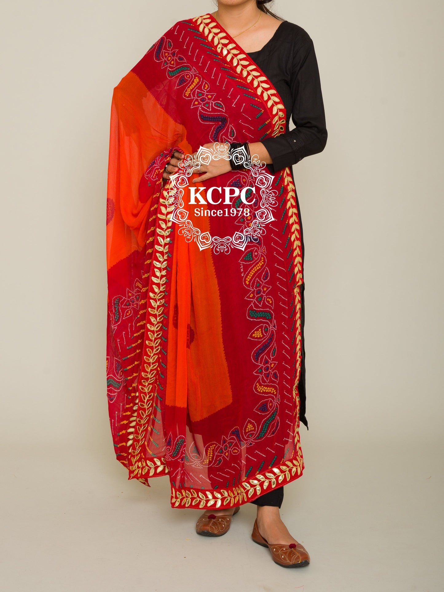 Pure Georgette Rajasthani Chunri Dupattas, OR, KC