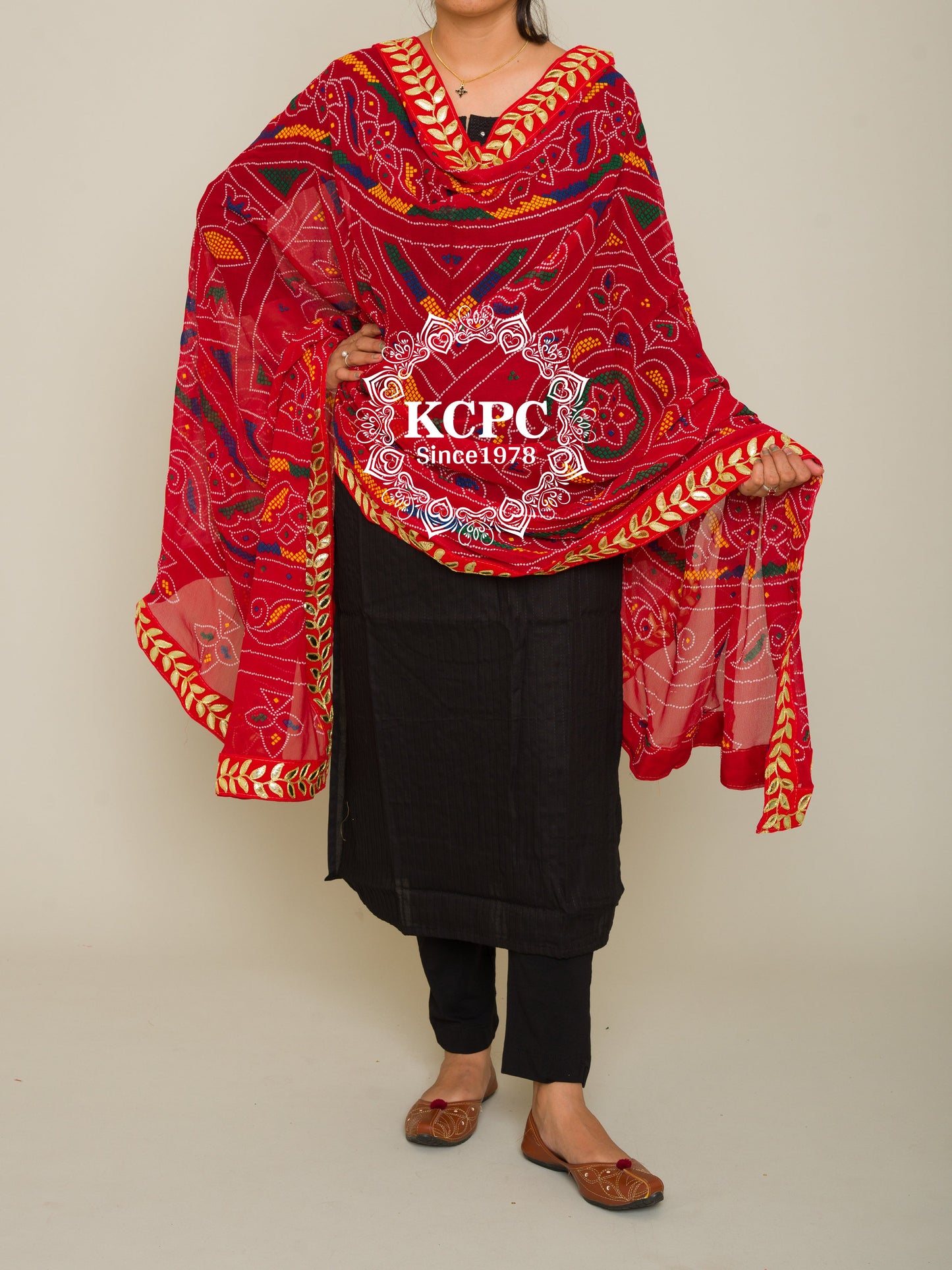 Pure Georgette Rajasthani Chunri Dupattas, OR, KC