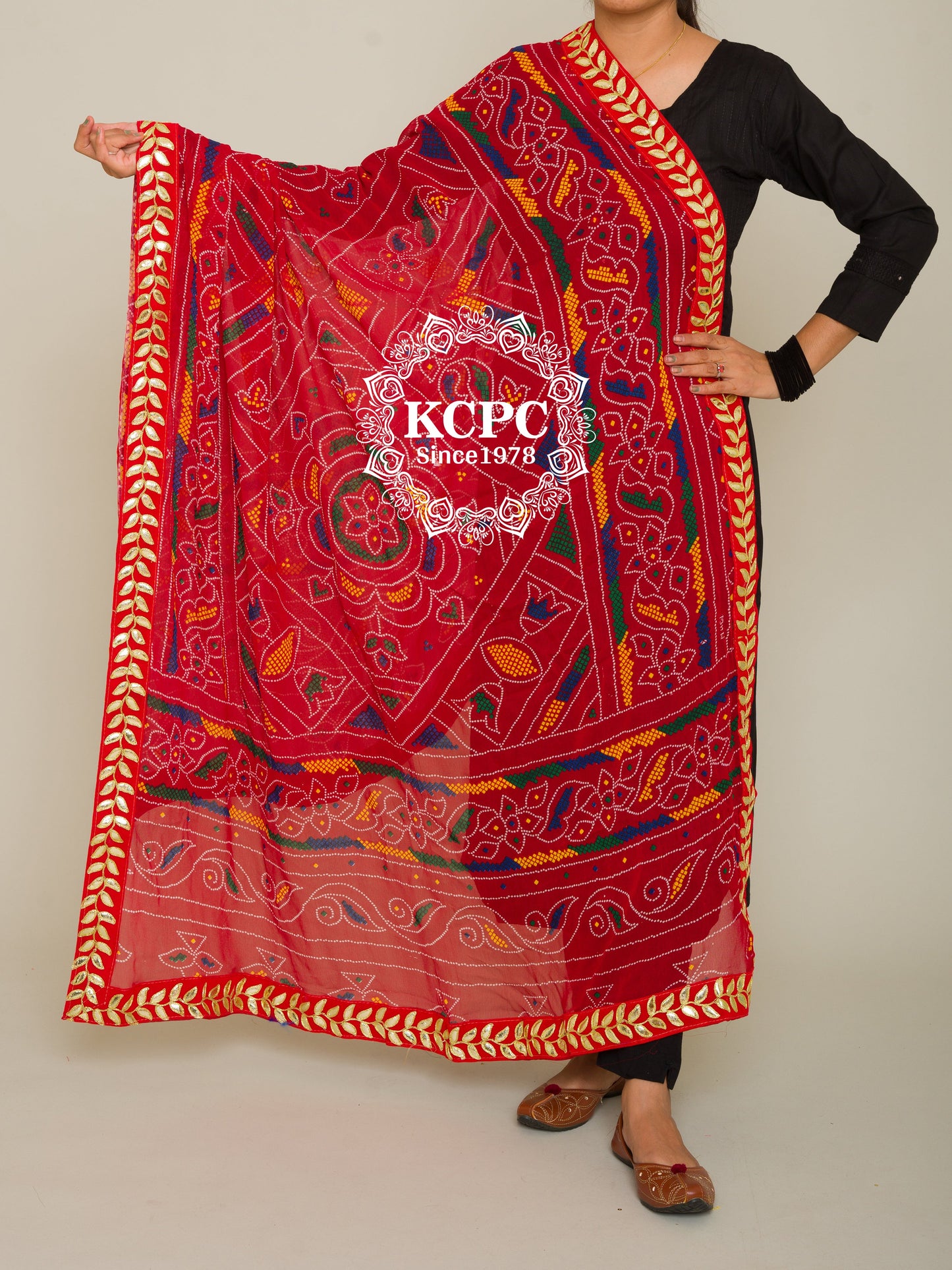 Pure Georgette Rajasthani Chunri Dupattas, OR, KC