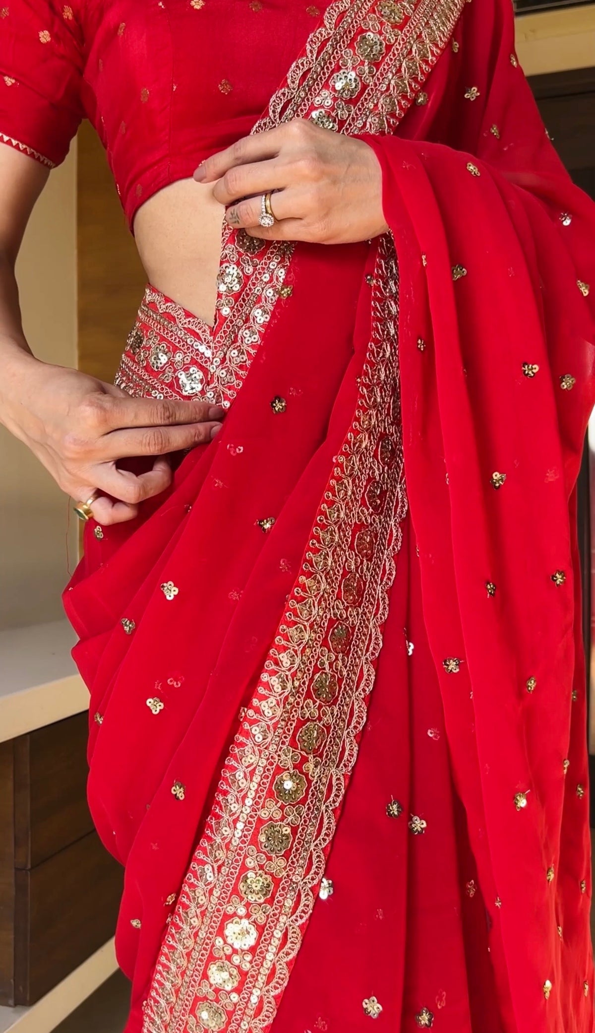 KS001 | Georgette sequence embroidery work saree ♥️✨