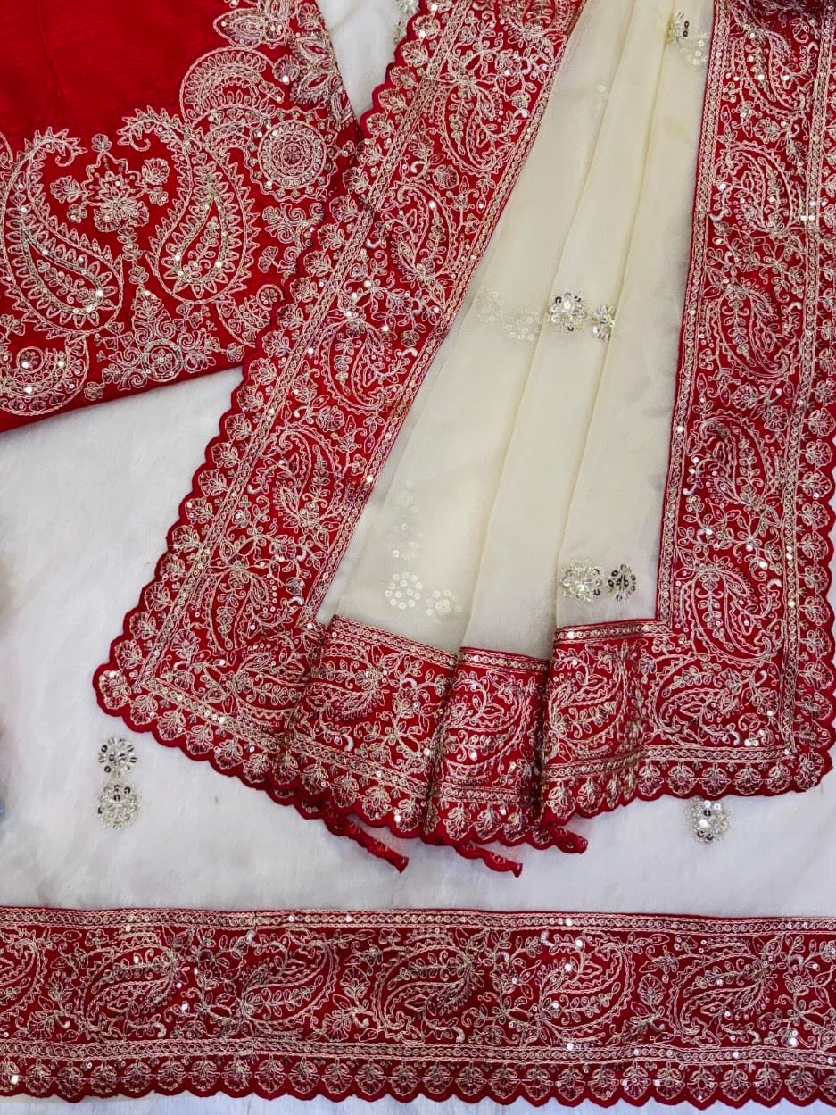 Soft silk sequence work saree