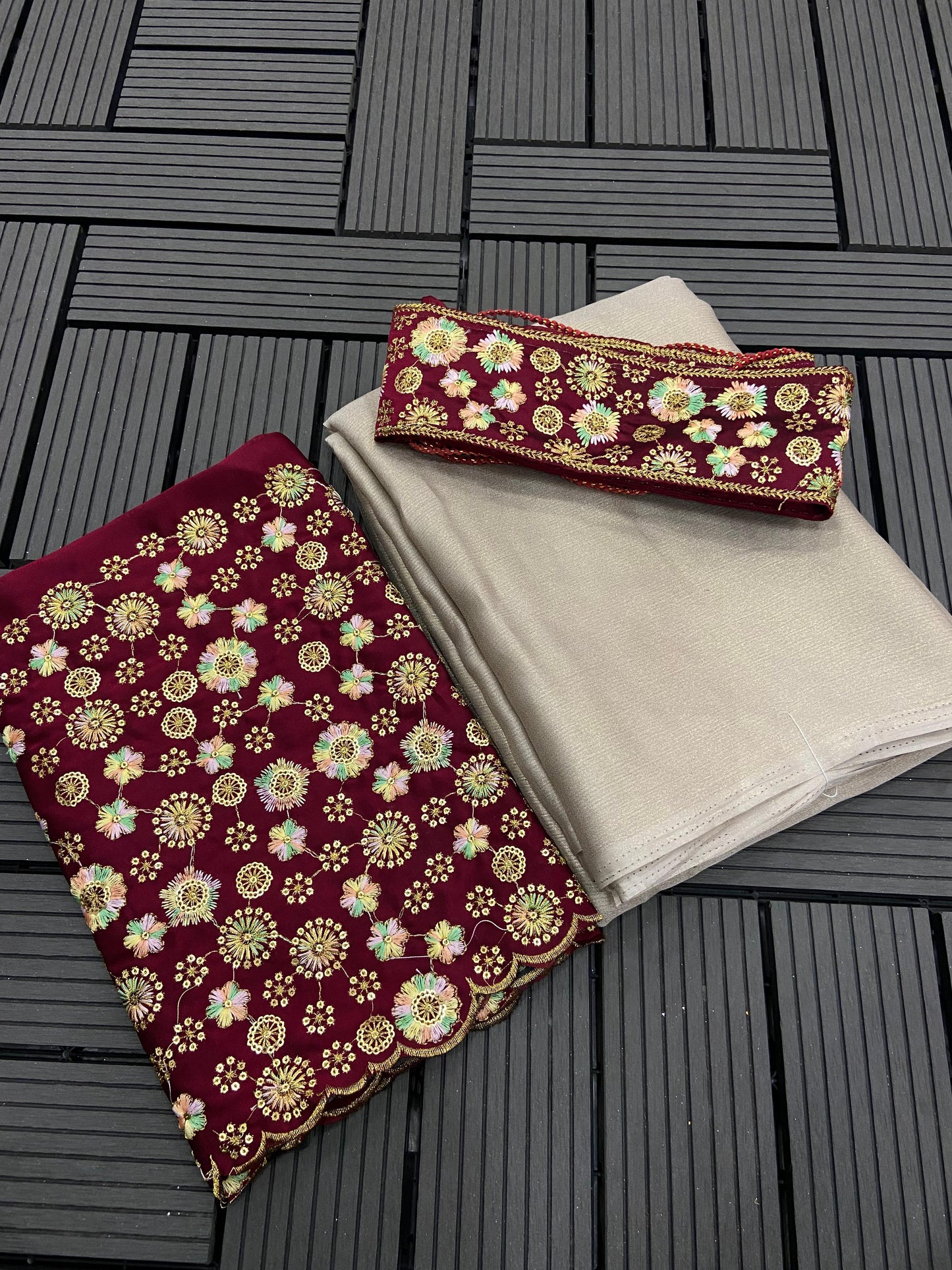 Latest satin designer saree